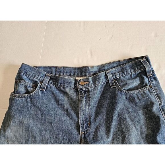 Carhartt Men 40X30 Blue Traditional Fit Work Denim Jeans Pants Medium Wash Chore - Picture 5 of 12